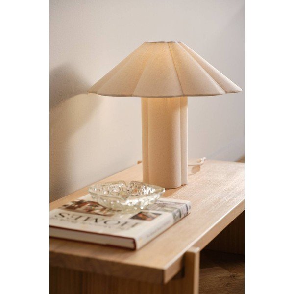 Kremno bela lanena namizna svetilka (višina 38 cm) Gerd – Jotex-image-1