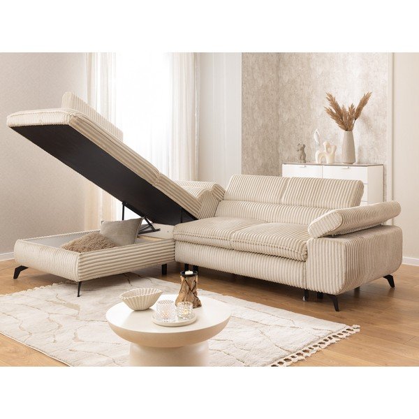 Bež kotna sedežna garnitura iz rebrastega žameta (levi kot/v obliki črke L) Marbeya  – Ropez-image-4