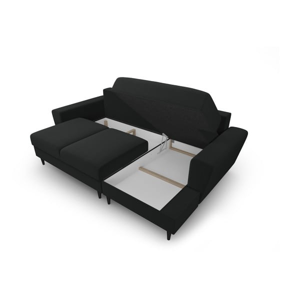 Črna žametna raztegljiva kotna sedežna garnitura s prostorom za shranjevanje (desni kot/z ležalnikom) Kyoto – Cosmopolitan Design-image-3
