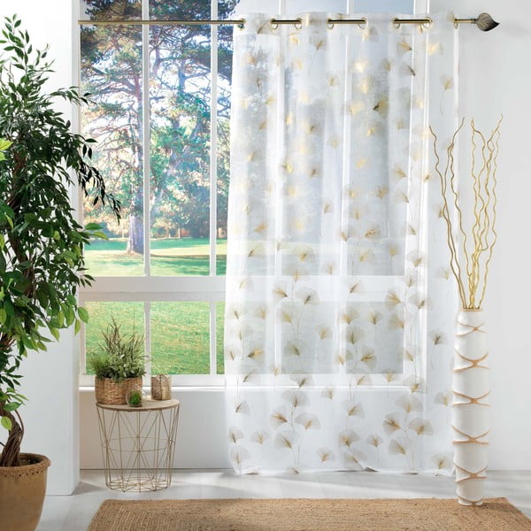 Zlato-bela prosojna zavesa iz tančice 140x240 cm Ginkgold – douceur d'intérieur-image-2