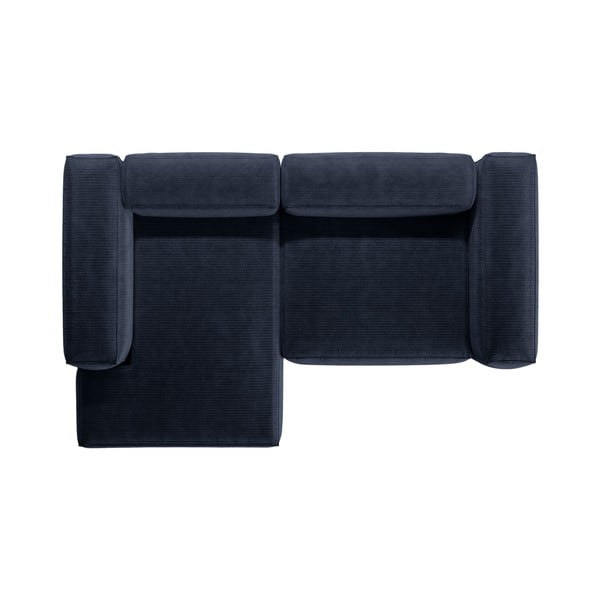 Temno modra kotna sedežna garnitura iz rebrastega žameta (levi kot/z ležalnikom) Bergamo – Cosmopolitan Design-image-3