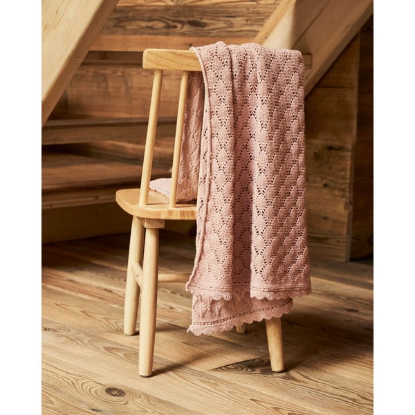 Rožnata bombažna pletena otroška odeja 70x100 cm Ria – Kave Home