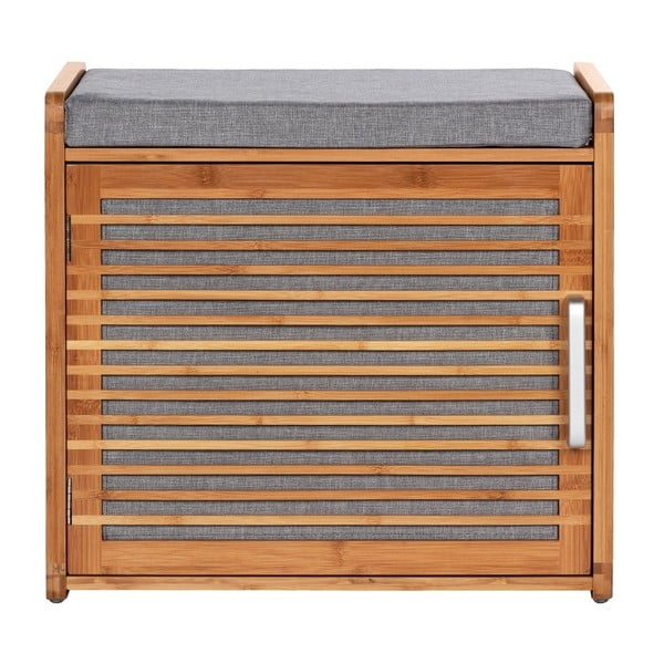 Sivo-rjava bambusova omarica za čevlje s klopjo Bahari – Wenko-image-2