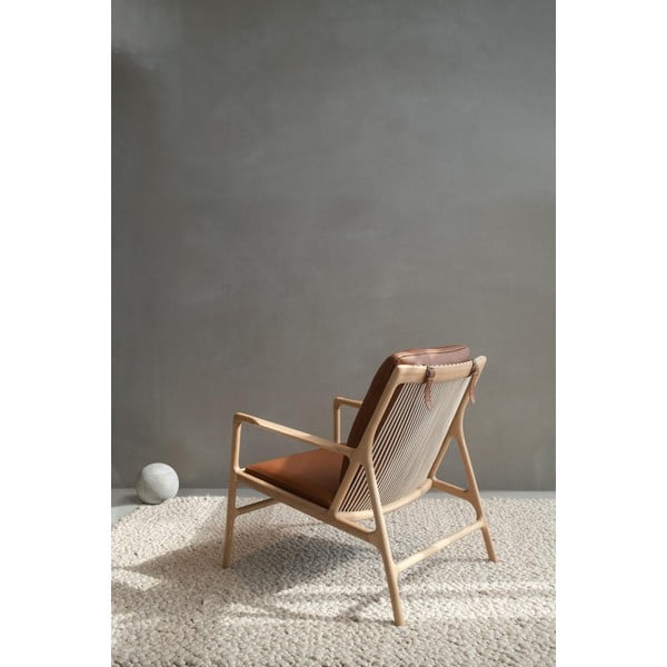 Rjav/naraven usnjen fotelj Dedo – Gazzda-image-2