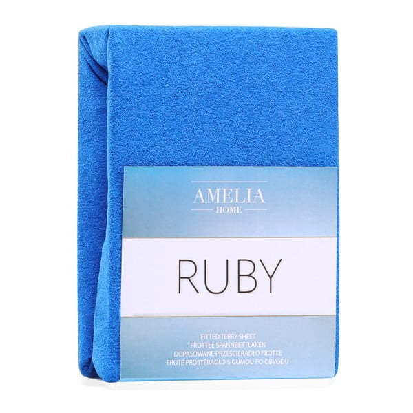 Modra elastična rjuha za zakonsko posteljo AmeliaHome Ruby Siesta, 180/200 x 200 cm-image-2