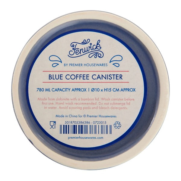 Modra posoda za kavo s pokrovom iz bambusa Premier Housewares Fenwick-image-1