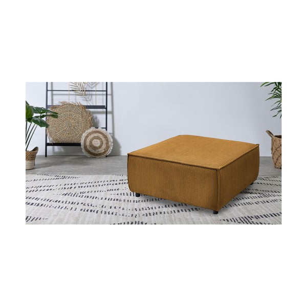 Gorčično rumen otoman iz rebrastega žameta Nihad modular – Bobochic Paris-image-1