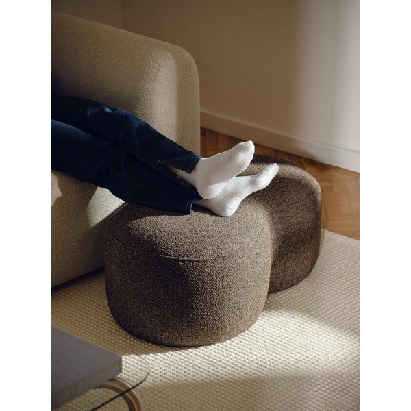 Temno rjav tabure iz tkanine bouclé Umbo – noo.ma-image-2