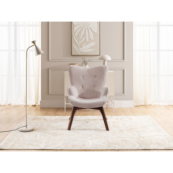 Svetlo rožnat fotelj iz rebrastega žameta Niko – Ropez-image-1