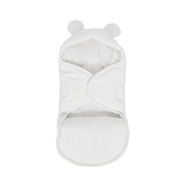 Bela odeja za povijanje dojenčka iz tkanine bouclé 45x80 cm – Meowbaby-image-3