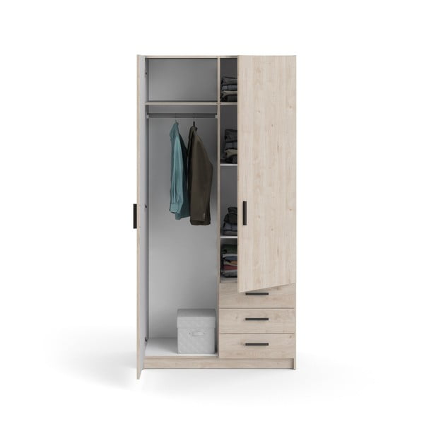 Garderobna omara v hrastovem dekorju v naravni barvi 99x200 cm Sprint – Tvilum-image-2