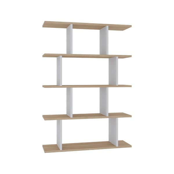 Knjižna polica v hrastovem dekorju v beli in naravni barvi 90x127 cm Harmon - Kalune Design
