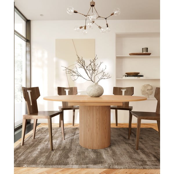 Okrogla raztegljiva jedilna miza v hrastovem dekorju ø 115 cm Malaga – Bonami Selection-image-1