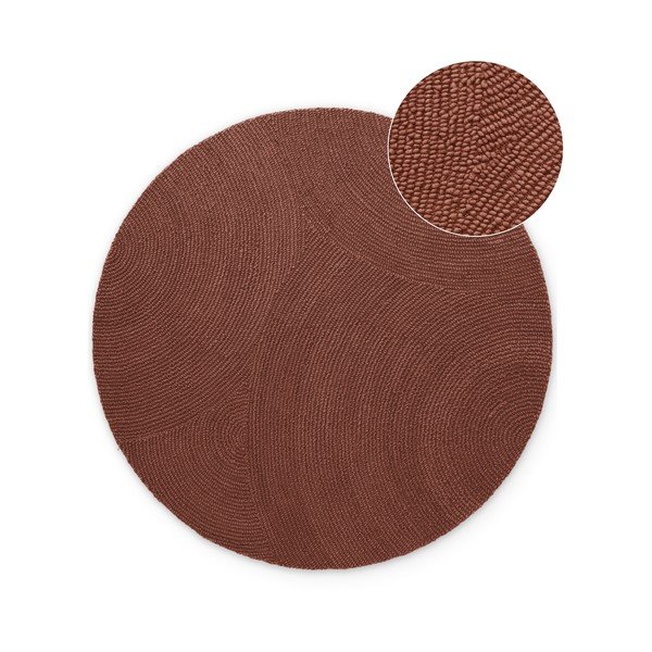 Opečnato oranžna ročno tkana volnena okrogla preproga ø 150 cm Calmio – Hanse Home