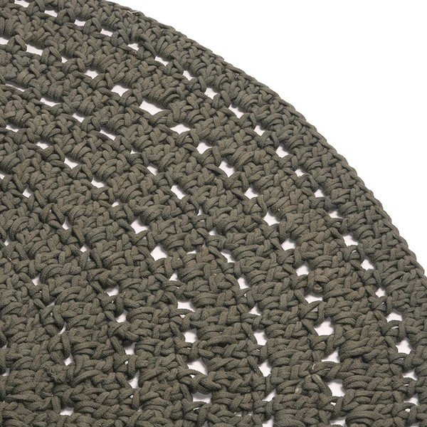 Temno zelena okrogla bombažna preproga LABEL51 Knitted, ⌀ 150 cm-image-1