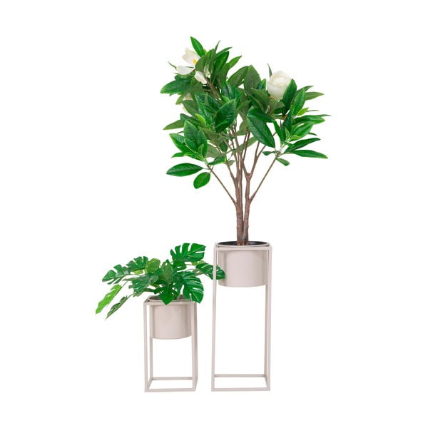 Komplet 2 bež kovinskih lončkov House Nordic Marla-image-1