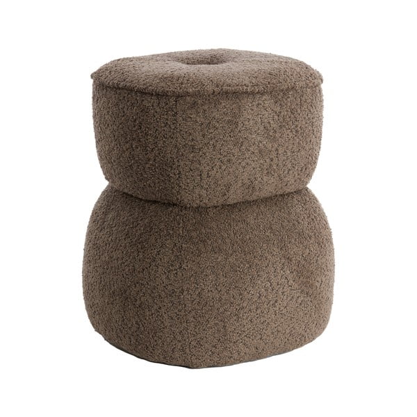 Rjav tabure iz tkanine bouclé Leyla – Light & Living-image-3