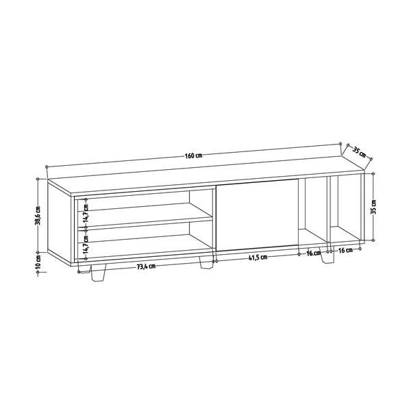 TV omarica v hrastovem dekorju v beli in naravni barvi 160x49 cm Rosmar - Kalune Design-image-3