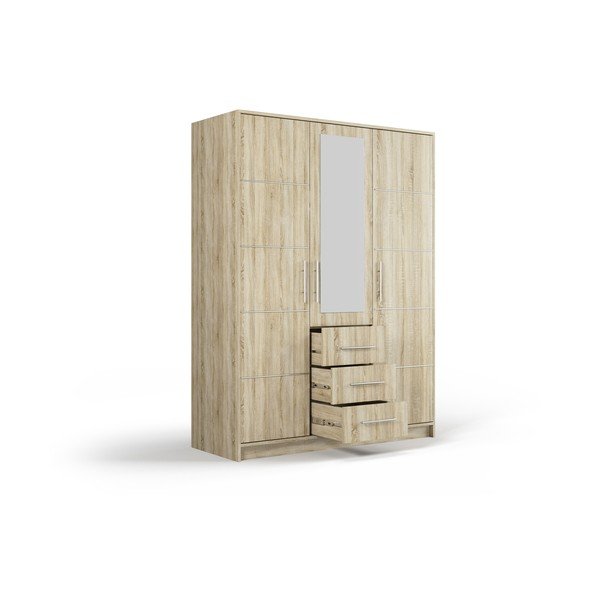 Garderobna omara v hrastovem dekorju z ogledalom 147x200 cm Derry - Cosmopolitan Design-image-3