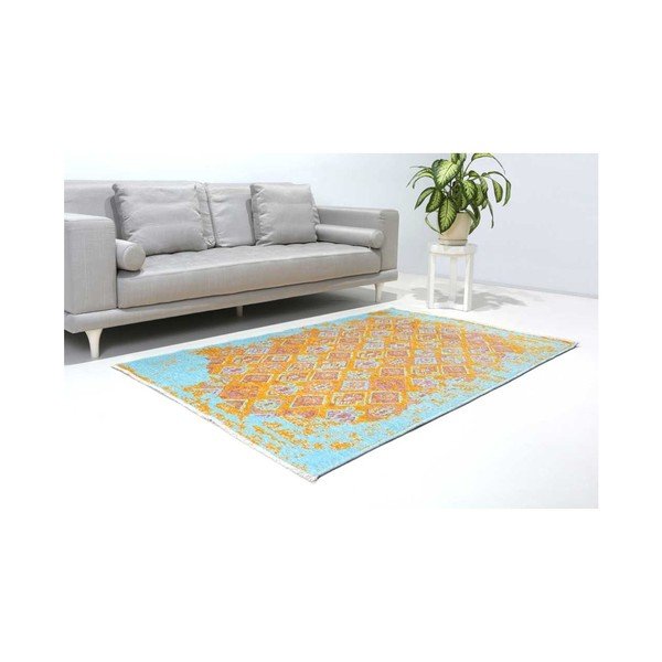 Reverzibilna rumena in modra preproga Vitaus Normani, 77 x 200 cm-image-1