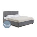 Siva oblazinjena zakonska postelja s prostorom za shranjevanje z vzmetnico in letvenim dnom 180x200 cm Myra Slim Line – Bonami Selection