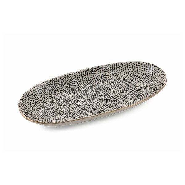 Črn ovalni lončeni krožnik Villa d'Este Masai, dolžina 39 cm-image-1