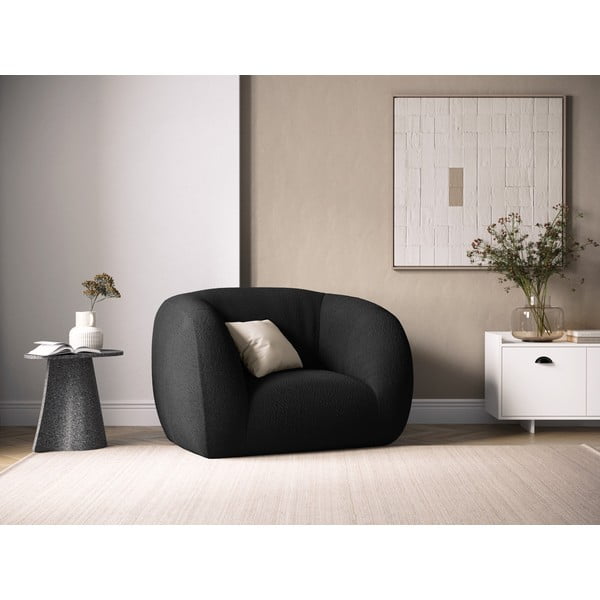 Temno siv fotelj iz tkanine bouclé Essen – Cosmopolitan Design-image-1