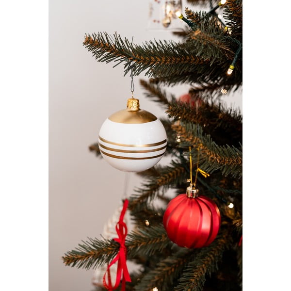 Set 3 steklenih belo-zlatih božičnih okraskov Ego Dekor-image-1