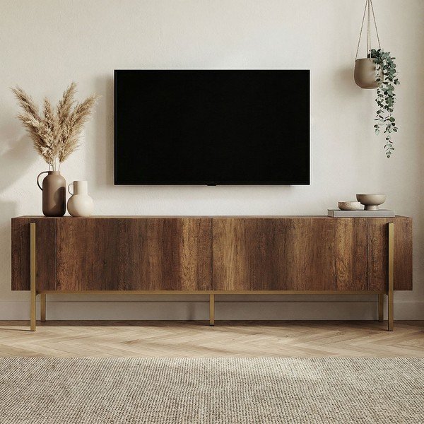 TV omarica v orehovem dekorju v temni naravni barvi 180x45x30 cm Nexus – Kalune Design-image-3