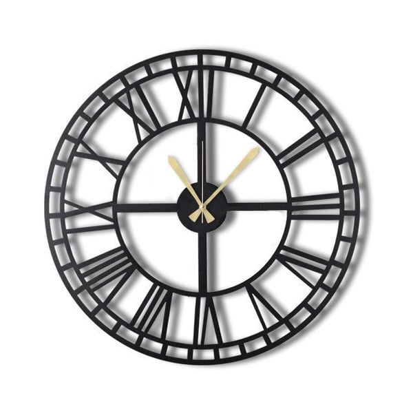 Črna stenska ura Grčija, ø 50 cm