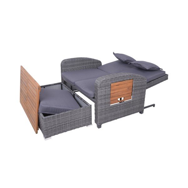 Siv vrtni kavč iz umetnega ratana Bari – Garden Pleasure-image-3