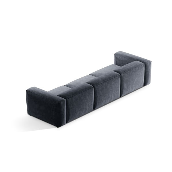 Prašno modra sedežna garnitura iz rebrastega žameta 364 cm Bergamo – Cosmopolitan Design-image-4