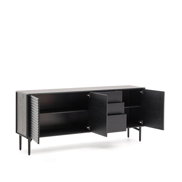 Črna komoda v hrastovem dekorju 200x86x45 cm Lenon – Kave Home-image-2