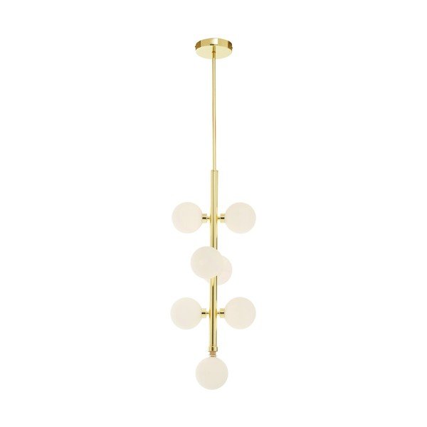 Bela/v zlati barvi kovinska viseča svetilka s steklenim senčilom ø 27 cm Trieste – Premier Housewares-image-3