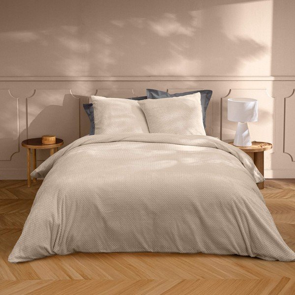 Bež 3-delna flanelna posteljnina za zakonsko posteljo/podaljšana 240x220 cm Flanela – douceur d'intérieur-image-1