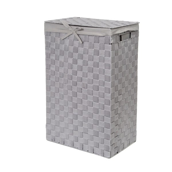 Siva košara za perilo s pokrovom Compactor Laundry Basket Linen, višina 60 cm-image-1