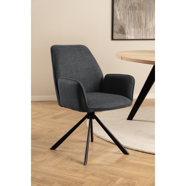 Temno sivi oblazinjeni jedilni stoli v kompletu z nasloni za roke 2 ks Glenda – Actona-image-2