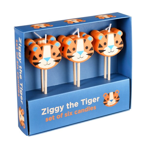 Svečke za torto v kompletu 6 ks Ziggy The Tiger – Rex London