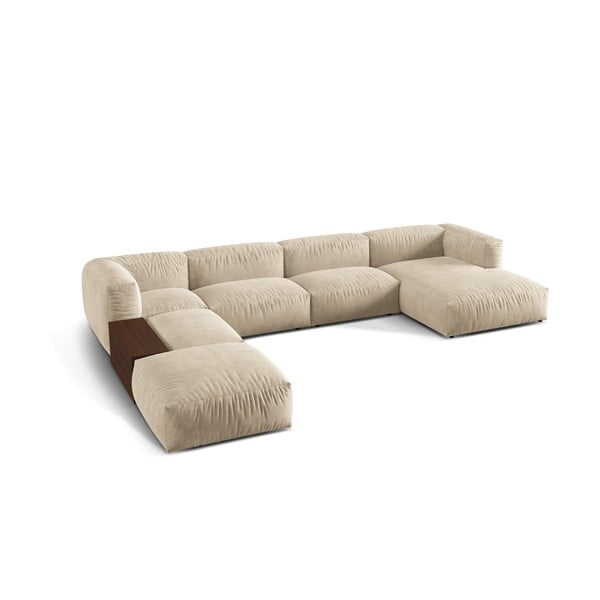 Bež žametna kotna sedežna garnitura (levi kot/v obliki črke "U") Martina – Micadoni -image-2