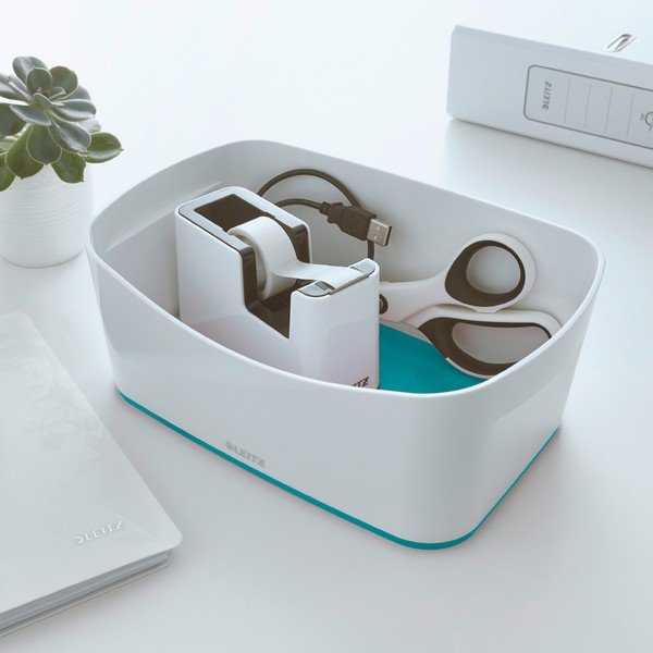 Belo-turkizna namizna škatla Leizt MyBox, dolžina 24,5 cm-image-1