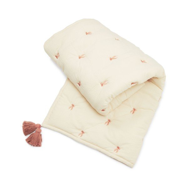 Svetlo rumeno-rožnata prešita otroška odeja iz organskega bombaža 90x120 cm Bows – Cam Cam Copenhagen