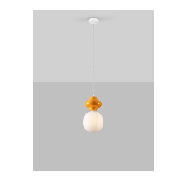 Bela/oranžna keramična viseča svetilka s steklenim senčilom ø 18 cm Clio – Nova Luce-image-4