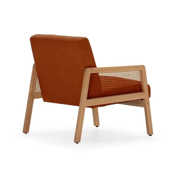 Opečnato oranžen pleten fotelj iz rebrastega žameta Debra – Marckeric-image-4