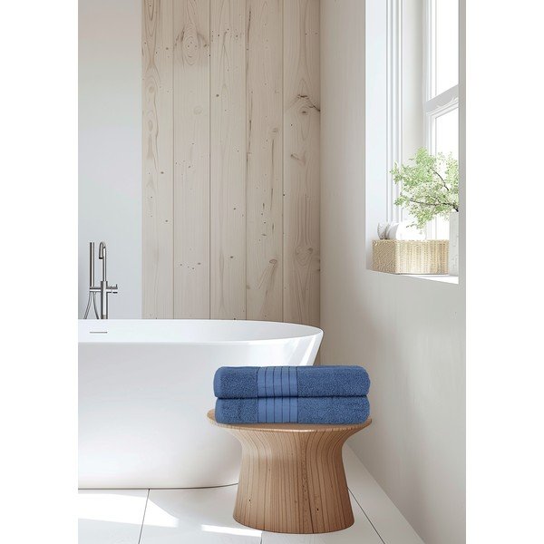 Modre frotirne bombažne brisače v kompletu 2 ks 70x140 cm – Good Morning-image-2