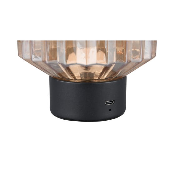 Črna/bež LED zatemnitvena namizna svetilka s steklenim senčnikom (višina 19,5 cm) Lord – Reality-image-4