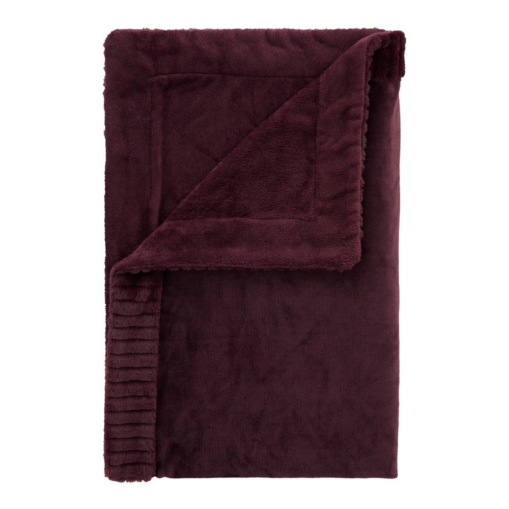 Temno vijolična odeja iz mikropliša Velvet and Faux Fur