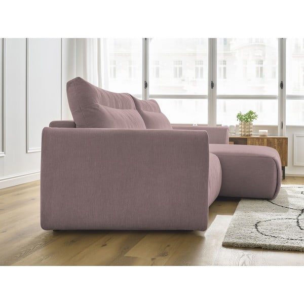 Svetlo rožnata kotna sedežna garnitura Aden – Bobochic Paris-image-3