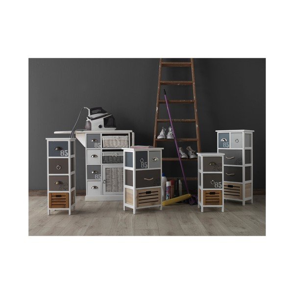 Bela komoda z likalno desko in 2 pletenima košarama Geese Home-image-1