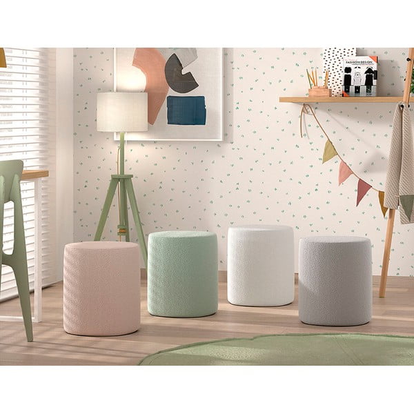 Svetlo siv otroški tabure iz tkanine bouclé MOON – Vipack-image-2