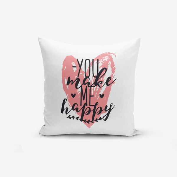 Prevleka za vzglavnik iz mešanice bombaža Minimalist Cushion Covers You Make me Happy, 45 x 45 cm